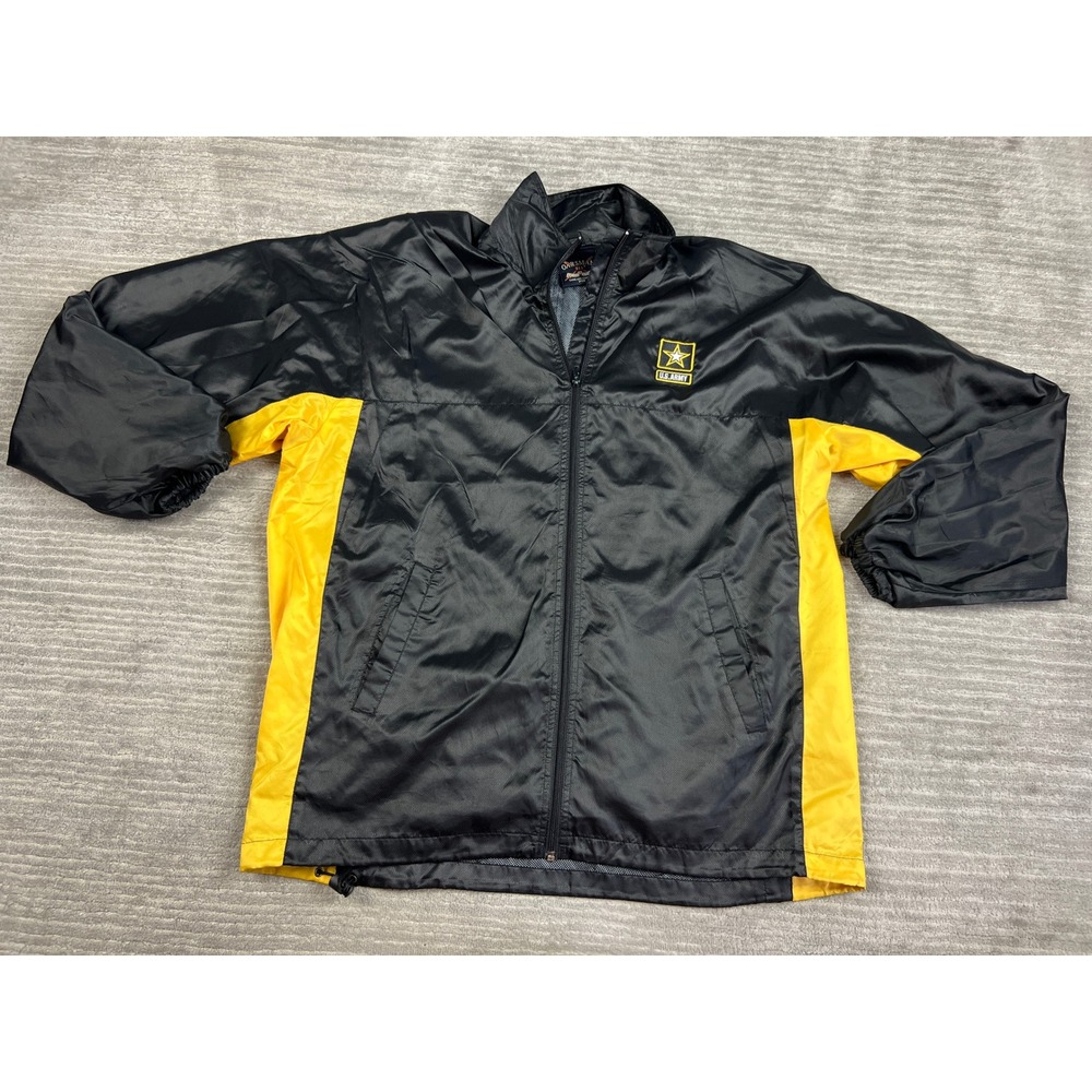 Oarsman 913 Windbreaker Men XL Black US Army Full Zip Mesh Lined Jacket Athletic